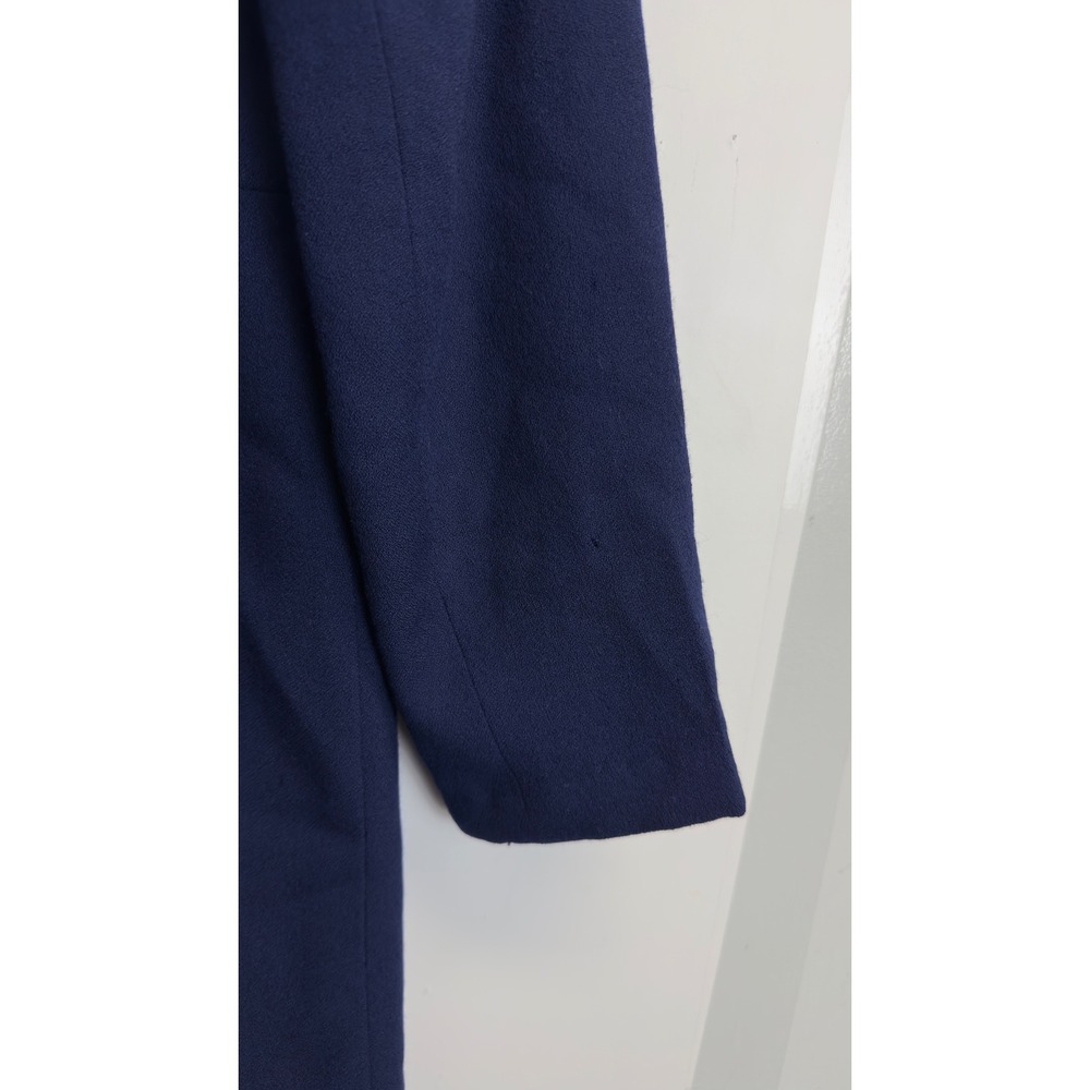 Vintage Talbots Navy Blue Wool Coat Dress Gold Buttons Size 12 Long Sleeve Midi - Picture 11 of 13
